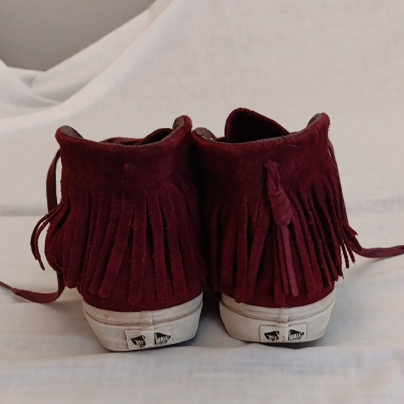 Vans Burgundy Fringe High-Top Sneakers - Picture 2 of 5